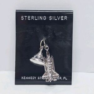 Sterling SIlver 925 Kennedy Space Center Charm Space Shuttle & UFO Pendant Set
